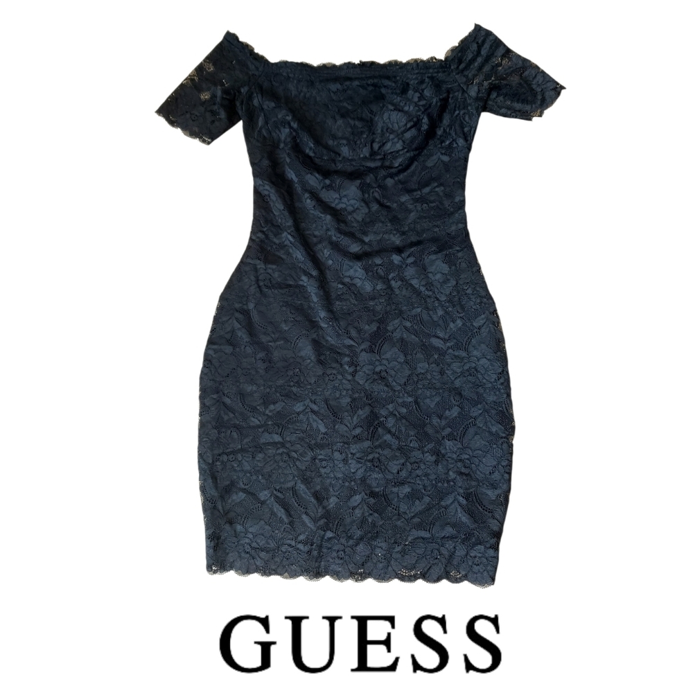 Guess Black Stretchy Lace Dress